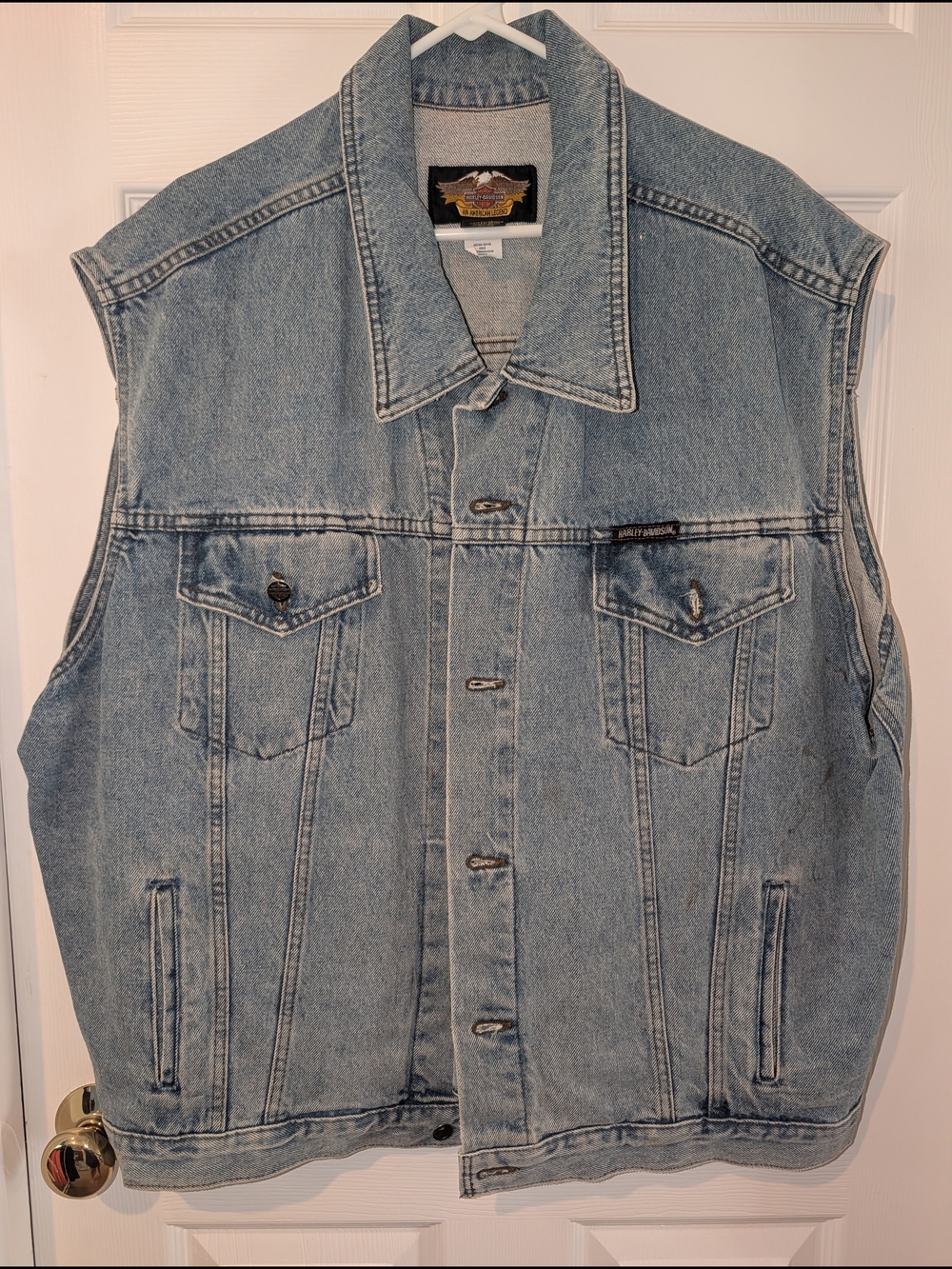 Harley-Davidson Men’s Light Wash Denim Vest - Blue